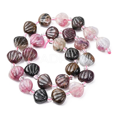 Natural Tourmaline Carved Beads Strands G-H339-A01-01-1
