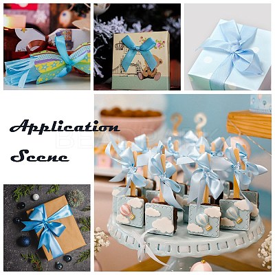 1 inch(25mm) Light Blue Satin Ribbon for Hairbow DIY Party Decoration X-RC25mmY065-1