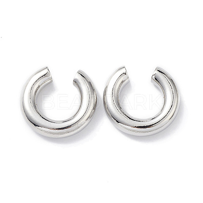 Rack Plating Brass Ring Cuff Earrings for Women EJEW-H135-01P-02-1