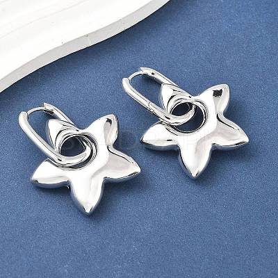 Star Brass Hoop Earrings for Women EJEW-U057-06C-02P-1