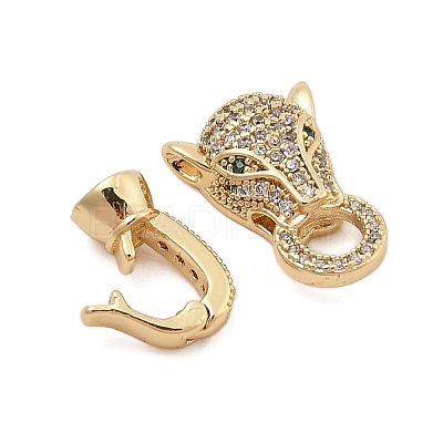 Brass Micro Pave Cubic Zirconia Fold Over Clasps KK-C075-05G-1
