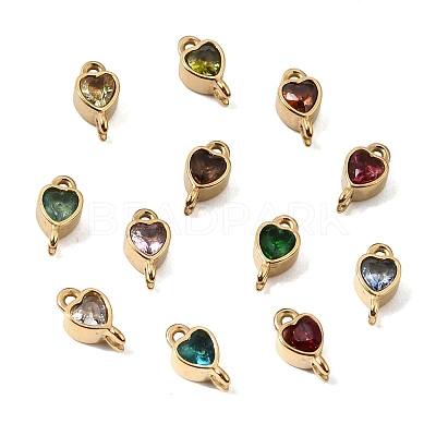 12 Colors 304 Stainless Steel Pave Cubic Zirconia Geometric Connector Charms SA-CBAFEA1-01C-G-1