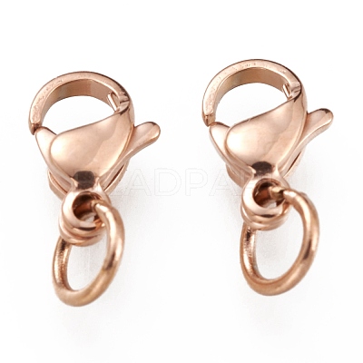 Ion Plating(IP) 304 Stainless Steel Lobster Claw Clasps STAS-G240-01A-RG-1