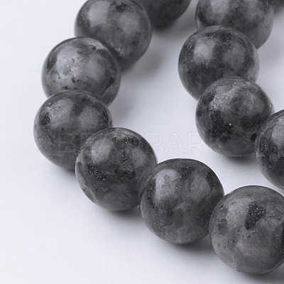 Natural Black Larvikite Bead Strands G-G735-57-12mm-1