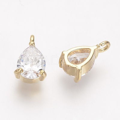 Brass Cubic Zirconia Charms KK-R015-113G-1