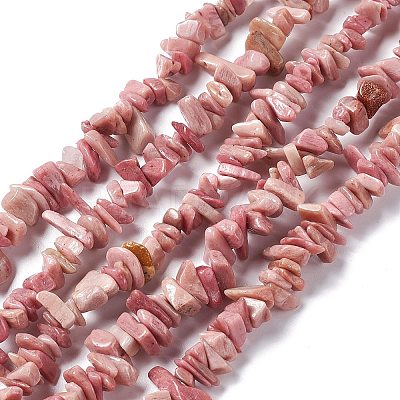 Natural Rhodonite Chip Beads Strands G-G905-01-1