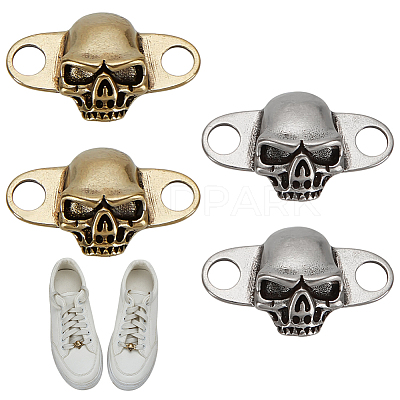 2Pairs 2 Colors Detachable Brass Shoe Decoration AJEW-FG0007-77-1