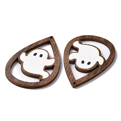 Halloween Theme Single Face Printed Aspen Wood Big Pendants X-WOOD-G015-05I-1