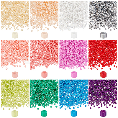 12Bags 12 Colors Opaque Glass Round Seed Beads GLAA-PH0003-32-1