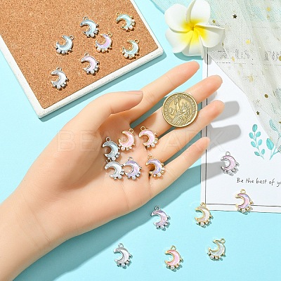 10Pcs Alloy Glass Pendants FIND-YW0008-90A-1