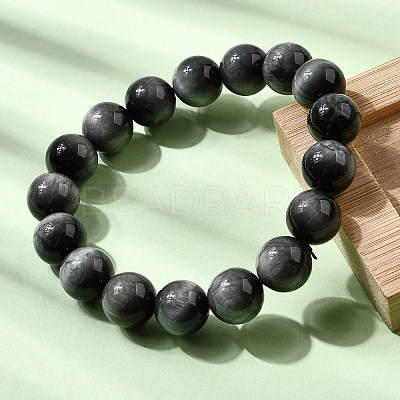 Grade AA Natural Eagle Eye Stone Round Beads Stretch Bracelets for Women BJEW-L712-B01-12mm-1