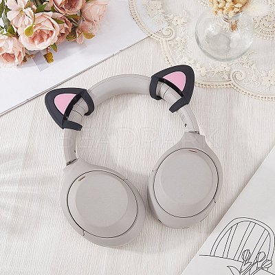 1 Pair Silicone Cat Ear Headphones Decorations DIY-CP0013-62B-1