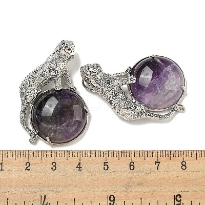 Natural Amethyst Half Round Pendants G-F766-06AS-07-1