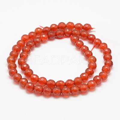 Faceted Natural Agate Beads Strands G-F447-8mm-C13-1