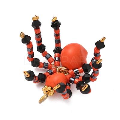 Halloween Theme Dyed Synthetic Turquoise & Glass Seed Beads Pendants PALLOY-MZ00774-04-1
