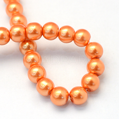 Baking Paint Pearlized Glass Pearl Round Bead Strands X-HY-Q330-8mm-36-1