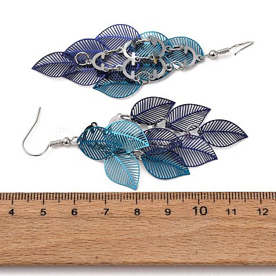 430 Stainless Steel Leaf Dangle Earrings EJEW-A137-08P-04-1