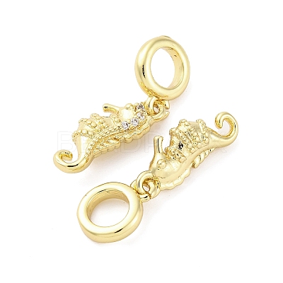 Brass Micro Pave Cubic Zirconia European Dangle Charms KK-D325-20G-01-1