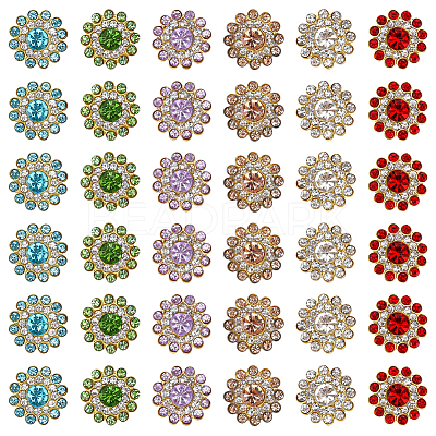 120Pcs 6 Colors Alloy Rhinestone Snap Buttons DIY-CY0002-30-1