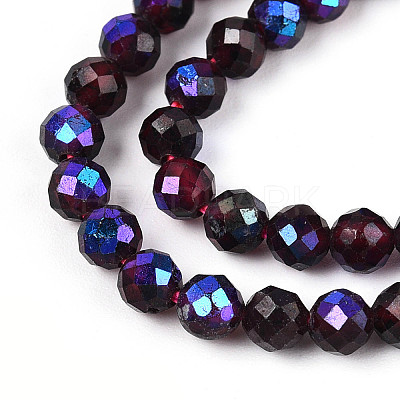 AB Color Plated Natural Garnet Beads Strands G-T144-B07-01-1
