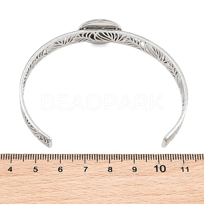 304 Stainless Steel Blank Cuff Bangle Bases with Flat Round Tray SA-CBA82C8-04B-P-1