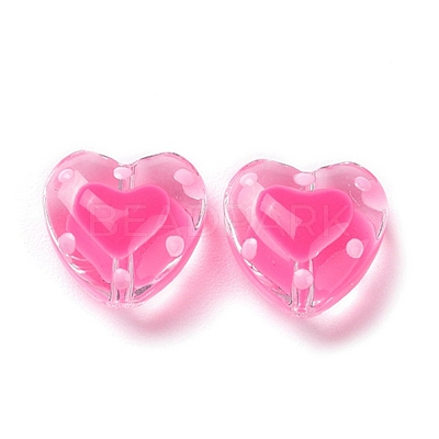 Glass Heart Beads GLAA-D005-01B-1