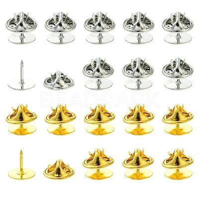 50Pcs 2 Colors Brass Butterfly Clutches Pin Backs KK-CJ0002-54-1
