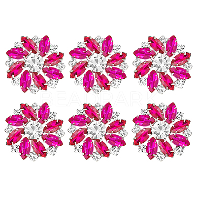 6Pcs Alloy Rhinestone Shank Buttons BUTT-FG0001-25A-1