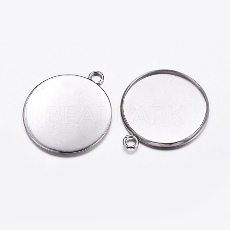 Tarnish Resistant 304 Stainless Steel Pendant Cabochon Settings X-STAS-K146-054-25mm-1