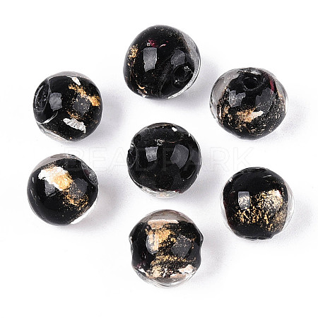 Handmade Gold & Silver Foil Glass Beads FOIL-N030-03A-01A-1