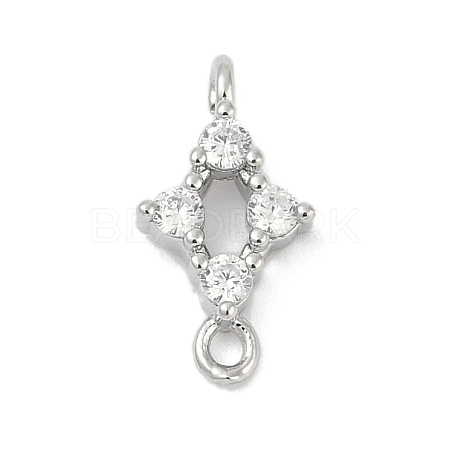 Brass Micro Pave Clear Cubic Zirconia Connector Charms KK-Z094-08P-02-1