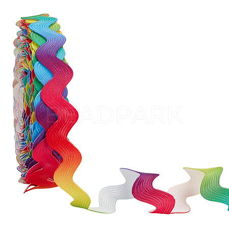 WADORN 10M Gradient Rainbow Color Cotton Wavy Fringe Trim Ribbons OCOR-WR0001-31-1