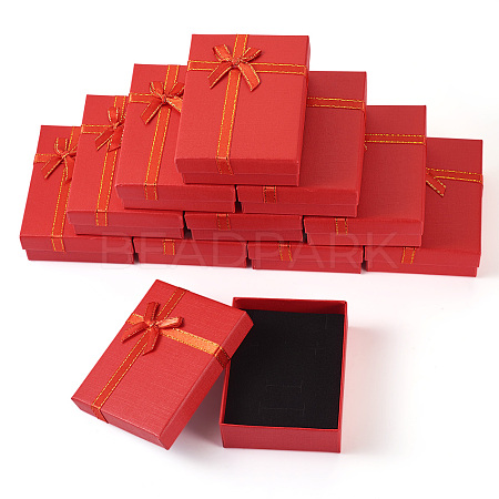 Rectangle Paper Jewelry Set Storage Boxes with Bowknot X1-CON-TAC0014-04D-1