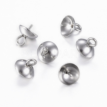 304 Stainless Steel Cup Pearl Peg Bails Pin Pendants STAS-G161-27A-1