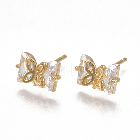 Brass Stud Earring Findings X-KK-T038-477G-1