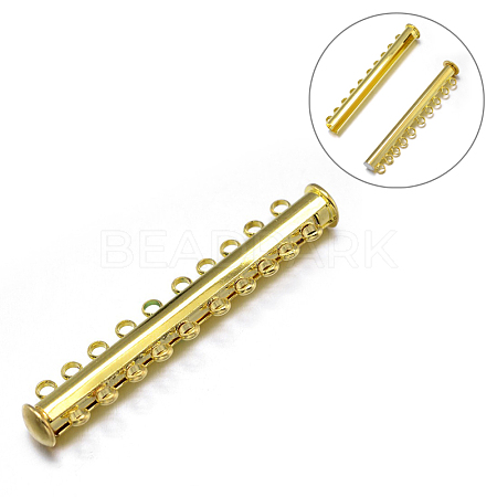 10-Strands 20-Holes Tube Brass Magnetic Slide Lock Clasps KK-D480-G-NF-1