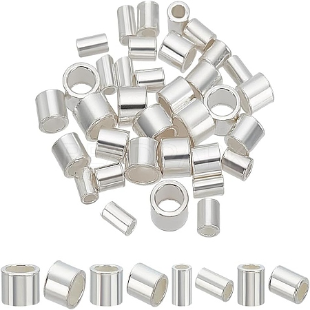 100Pccs 4 Styles 925 Sterling Silver Tube Beads STER-AR0001-06-1