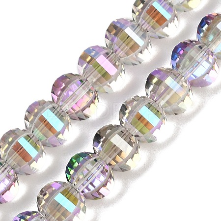 Electroplate Transparent Glass Beads Strands EGLA-B011-08A-HR03-1