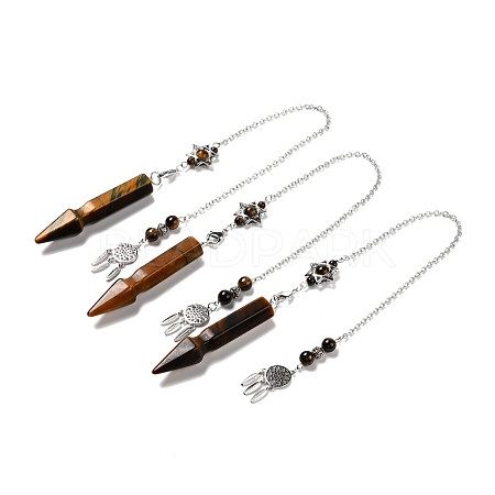 Natural Tiger Eye Pointed Dowsing Pendulums G-I322-01P-10-1