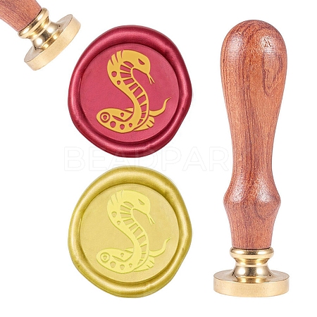 Brass Wax Seal Stamp AJEW-CP0002-20-27-1