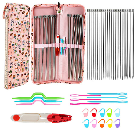 DIY Knitting Kits with Storage Bags for Beginners Include Crochet Hooks PW-WG72742-01-1