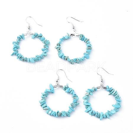 Synthetic Turquoise Dangle Earrings EJEW-E255-D05-1