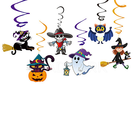 Halloween Paper Spiral Hanging Wall Decorations AJEW-P105-04-1