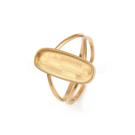 Real 18K Gold Plated 304 Stainless Steel Cuff Ring Components STAS-A191-12D-G-1