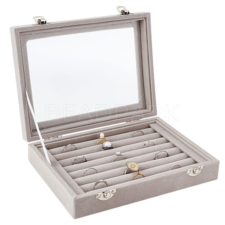 8 Slot Velvet Jewelry Ring Presentation Boxes VBOX-WH0016-01A-1