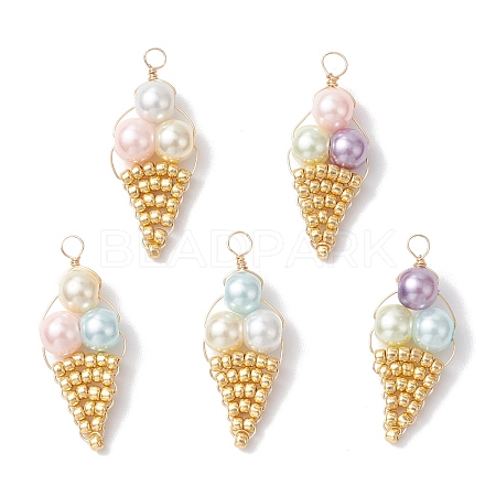 5Pcs Seed Beaded Ice Cream Pendants PALLOY-JF03903-1