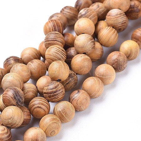 Natural Wood Beads Strands WOOD-F008-05-A-1