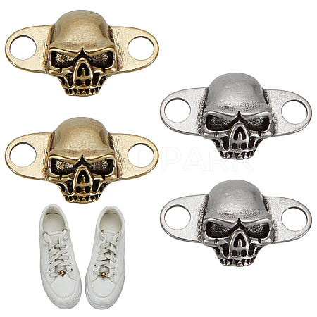 2Pairs 2 Colors Detachable Brass Shoe Decoration AJEW-FG0007-77-1