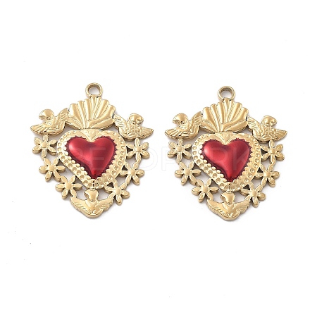 304 Stainless Steel Enamel Pendants STAS-Z121-38G-01-1