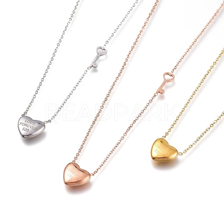 Valentine's Day 304 Stainless Steel Pendant Necklaces NJEW-I240-08-1